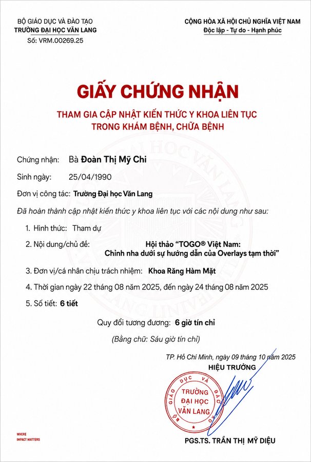 Van Lang University certificate